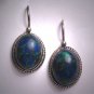 Vintage Chrysocolla Earrings Victorian Georgian Revival Etruscan Silver