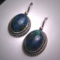 Vintage Chrysocolla Earrings Victorian Georgian Revival Etruscan Silver