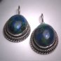 Vintage Chrysocolla Earrings Victorian Georgian Revival Etruscan Silver