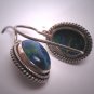 Vintage Chrysocolla Earrings Victorian Georgian Revival Etruscan Silver