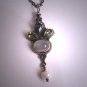 Vintage Etruscan Victorian Revival Moonstone Peridot Iolite Pendant Silver Roman Revival