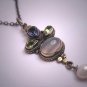 Vintage Etruscan Victorian Revival Moonstone Peridot Iolite Pendant Silver Roman Revival