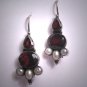 Vintage Seed Pearl Garnet Earrings Victorian Georgian Style