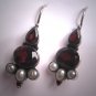 Vintage Seed Pearl Garnet Earrings Victorian Georgian Style