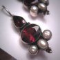 Vintage Seed Pearl Garnet Earrings Victorian Georgian Style