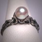 Antique Akoya Pearl Wedding Ring Vintage Modernist Retro Art Deco 50s