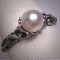 Antique Akoya Pearl Wedding Ring Vintage Modernist Retro Art Deco 50s