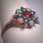 Antique Victorian Australian Opal Pearl Ruby Star Ring Gold Band 1800s Wedding