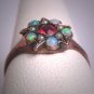 Antique Victorian Australian Opal Pearl Ruby Star Ring Gold Band 1800s Wedding