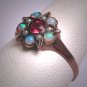 Antique Victorian Australian Opal Pearl Ruby Star Ring Gold Band 1800s Wedding