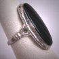 Antique Vintage Black Onyx Ring Art Deco Silver Estate 1920