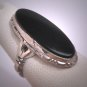 Antique Vintage Black Onyx Ring Art Deco Silver Estate 1920