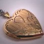 Antique Gold Locket Engraved Heart Vintage Victorian Shield Necklace