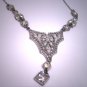 Antique Paste Lavaliere Necklace Vintage Art Deco 1920s Filigree