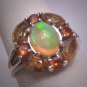 Vintage Opal Citrine Orange Garnet Ring Estate Retro Art Deco Style