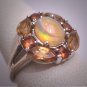 Vintage Opal Citrine Orange Garnet Ring Estate Retro Art Deco Style