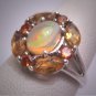 Vintage Opal Citrine Orange Garnet Ring Estate Retro Art Deco Style
