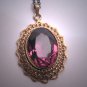 Antique Amethyst Paste Gold Necklace Vintage Victorian Art Deco Pendant 1930