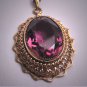 Antique Amethyst Paste Gold Necklace Vintage Victorian Art Deco Pendant 1930
