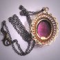 Antique Amethyst Paste Gold Necklace Vintage Victorian Art Deco Pendant 1930