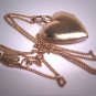 Antique Gold Double Heart Locket Vintage Victorian Necklace Art Deco Engraved Rose Gold 1920