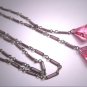 Antique Pink Enamel Czech Crystal Paste Necklace Lavaliere Pendant Vintage Art Deco 20s