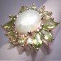 Stunning Vintage Peridot Jade Ring Retro Art Deco Gemstone Wedding