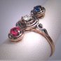 Antique Platinum Diamond Sapphire Ruby Wedding Ring Victorian Art Deco Engagement c.1900