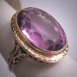 Antique Amethyst Ring Chased Gold 14K Victorian Art Deco Wedding c.1900