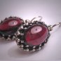 Vintage Georgian Victorian Revival Oval Cabochon Garnet Earrings Etruscan