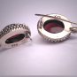 Vintage Georgian Victorian Revival Oval Cabochon Garnet Earrings Etruscan