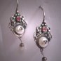 Vintage Seed Pearl Garnet Earrings Victorian Georgian Drop Style