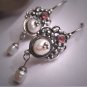 Vintage Seed Pearl Garnet Earrings Victorian Georgian Drop Style