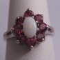 Vintage Australian Opal Rubelite Tourmaline Pink Ring Estate Retro Deco