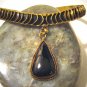 Vintage Mid Century Modernist Necklace Choker Black Onyx Pendant Mexican 1960s Signed Luciano