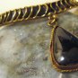 Vintage Mid Century Modernist Necklace Choker Black Onyx Pendant Mexican 1960s Signed Luciano