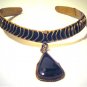 Vintage Mid Century Modernist Necklace Choker Black Onyx Pendant Mexican 1960s Signed Luciano