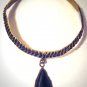 Vintage Mid Century Modernist Necklace Choker Black Onyx Pendant Mexican 1960s Signed Luciano