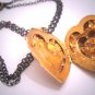 Antique Gold Heart Locket Vintage Victorian Amethyst Paste Necklace Art Deco Nouveau