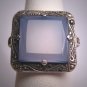 Antique Blue Chalcedony Ring Rose Cut Marcasite Vintage Art Deco 1920