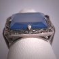 Antique Blue Chalcedony Ring Rose Cut Marcasite Vintage Art Deco 1920