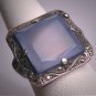 Antique Blue Chalcedony Ring Rose Cut Marcasite Vintage Art Deco 1920