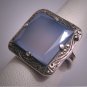 Antique Blue Chalcedony Ring Rose Cut Marcasite Vintage Art Deco 1920