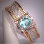 Antique Aquamarine Paste Gold Rhodium Bracelet Vintage Art Deco 1920 Filigree