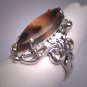 Antique Victorian Tortoise Agate Ring Vintage Silver Art Nouveau Deco