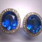 Antique Sapphire French Paste Earrings Vintage Art Deco Sterling 1920