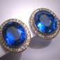 Antique Sapphire French Paste Earrings Vintage Art Deco Sterling 1920