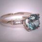 Antique Blue Zircon Wedding Ring Vintage Art Deco 14K White Gold c.1920