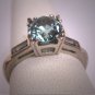Antique Blue Zircon Wedding Ring Vintage Art Deco 14K White Gold c.1920