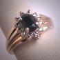 Vintage Sapphire Diamond Wedding Ring Estate Retro Deco Style
